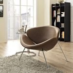 Modern Brown Fabric Chrome Metal Chair