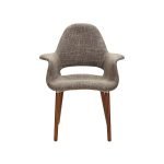 Modern Brown Mesh Fabric Wood Base Chair